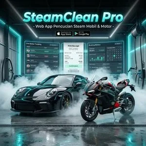 Manajemen Bisnis Cuci Steam Mobil & Motor: Pelacakan Antrian Real-Time dengan SteamClean Pro